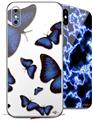 2 Decal style Skin Wraps set compatible with Apple iPhone X and XS Butterflies Blue