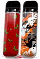 Skin Decal Wrap 2 Pack for Smok Novo v1 Christmas Holly Leaves on Red VAPE NOT INCLUDED