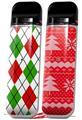 Skin Decal Wrap 2 Pack for Smok Novo v1 Argyle Red and Green VAPE NOT INCLUDED