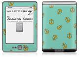 Anchors Away Seafoam Green - Decal Style Skin (fits 4th Gen Kindle with 6inch display and no keyboard)